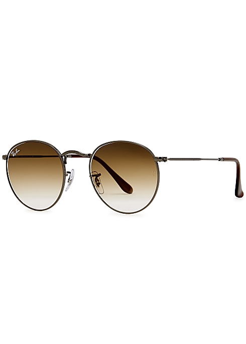 Ray-Ban Gunmetal round-frame sunglasses - Harvey Nichols