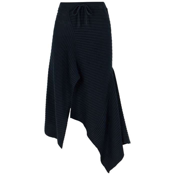 Marques' Almeida Navy Ribbed-knit Midi Skirt