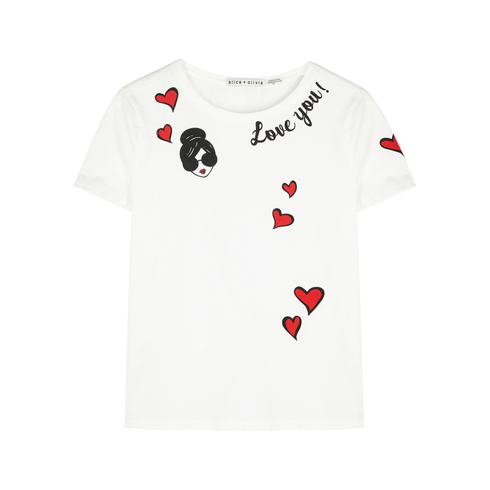 ALICE AND OLIVIA RYLYN PRINTED COTTON T-SHIRT,4032034