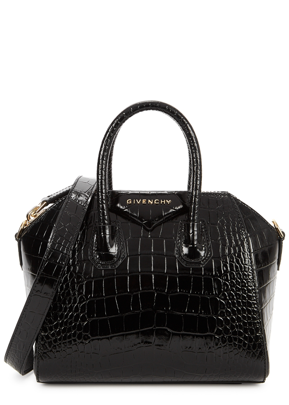 Givenchy Antigona mini crocodile-effect leather top handle bag - Harvey ...