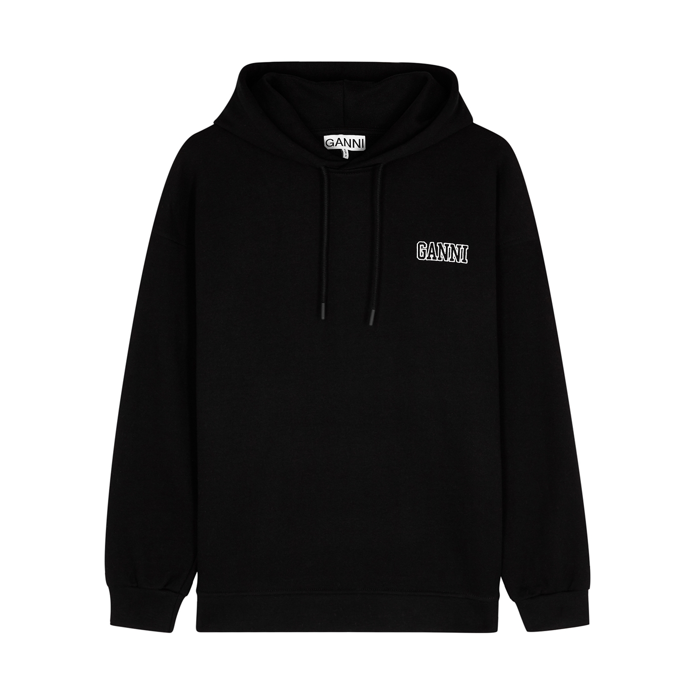Ganni Software Logo Hooded Cotton-blend Sweatshirt - Black - S/M