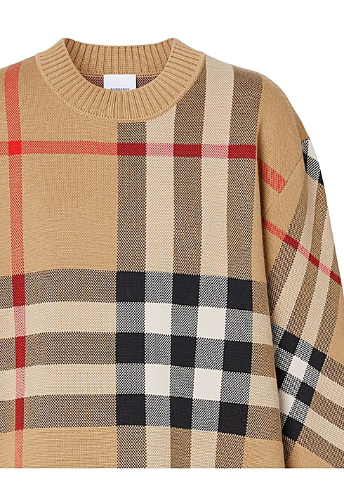 Burberry Check technical wool jacquard sweater - Harvey Nichols