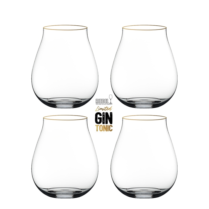 Riedel Limited Edition Gold Rim Gin & Tonic Glasses X 4