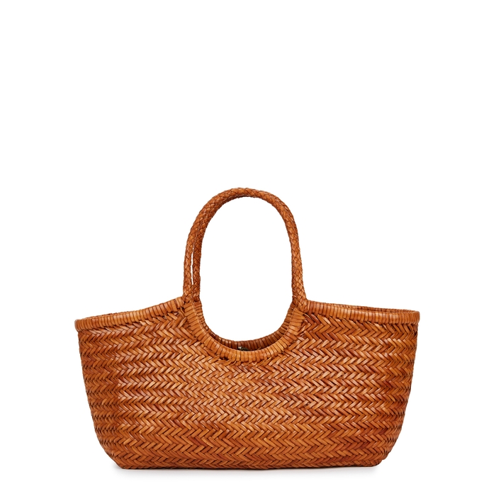 DRAGON DIFFUSION NANTUCKET BROWN WOVEN LEATHER TOTE,3345116