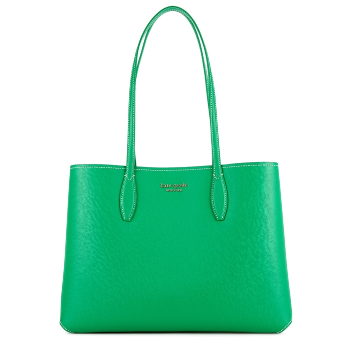 KATE SPADE ALL DAY LARGE GREEN LEATHER TOTE,4032321