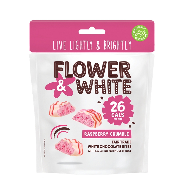 Flower & White Raspberry Crumble Meringue Bites Bag 75g