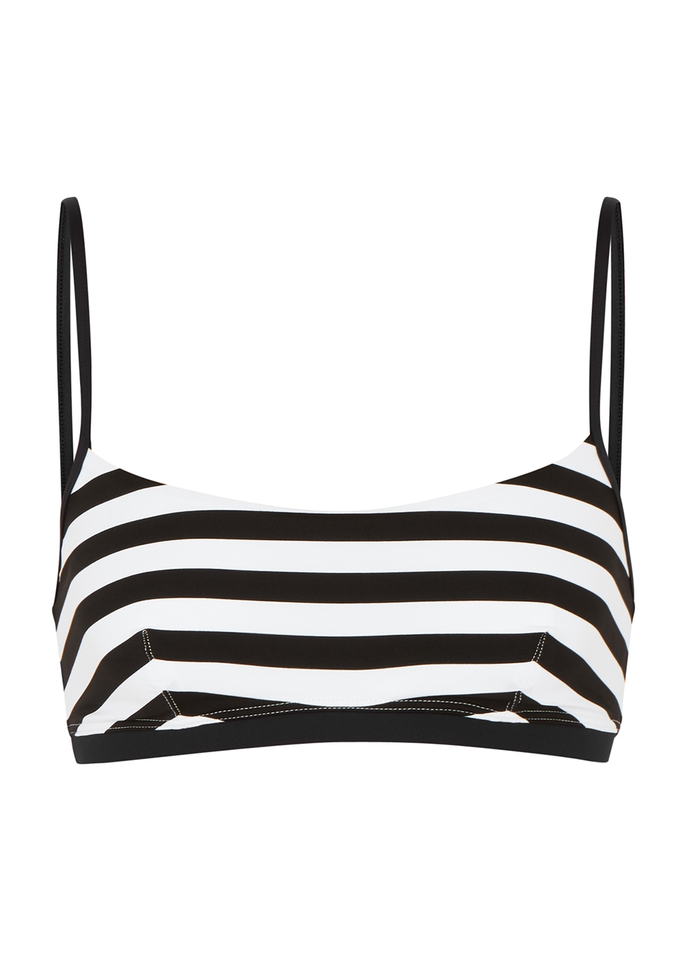 black and white striped swimsuit top
