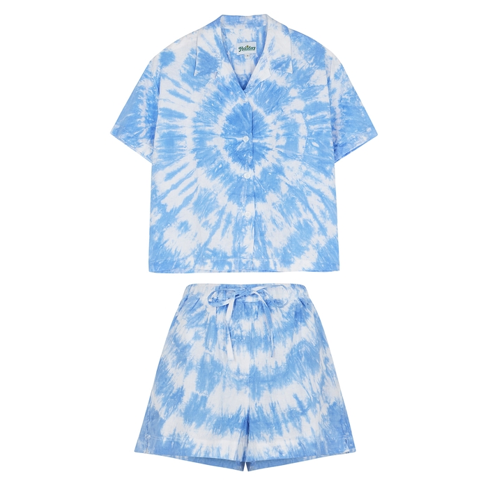Holiday The Label Tie-dyed Linen Co-ord Set In Blue