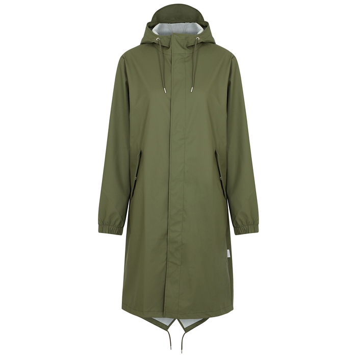 Rains Fishtail Army Green Rubberised Raincoat
