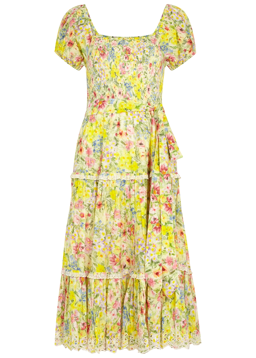 LoveShackFancy Masie floral-print cotton-blend midi dress - Harvey Nichols