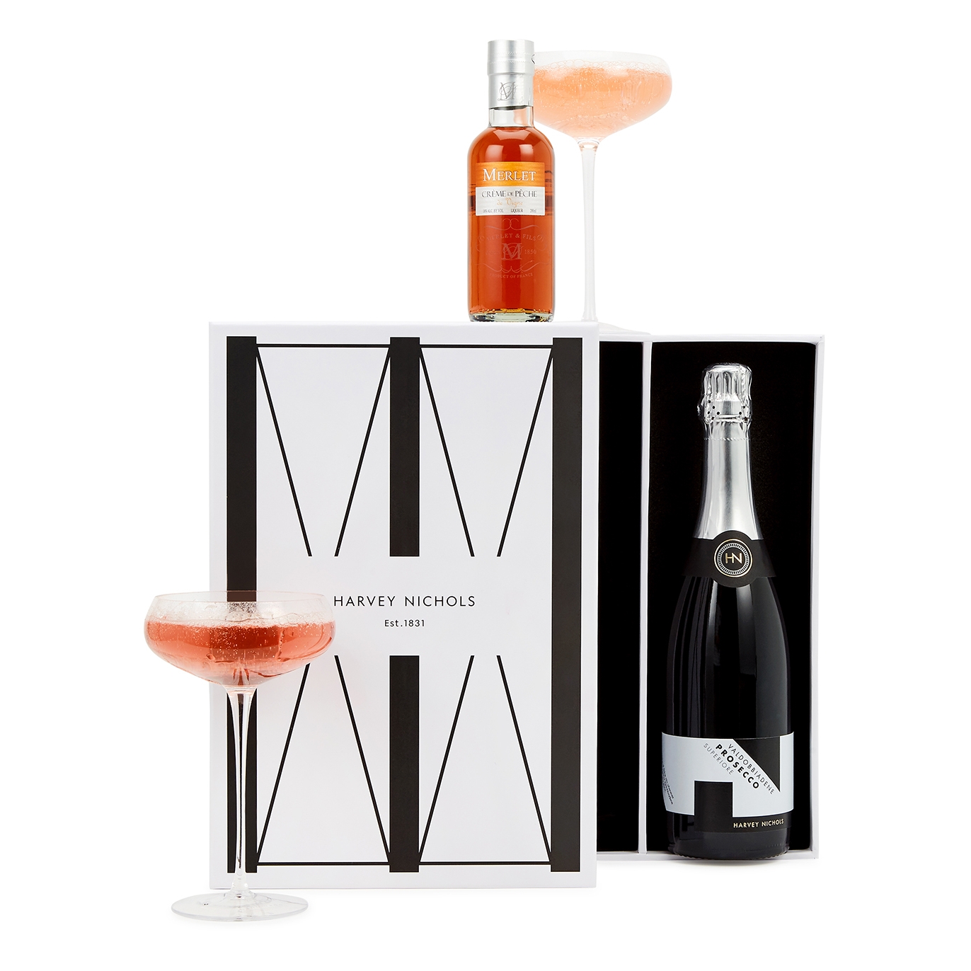 Harvey Nichols Aperitivo Gift Set, Wine Hamper, Crème de Pêche Liqueur