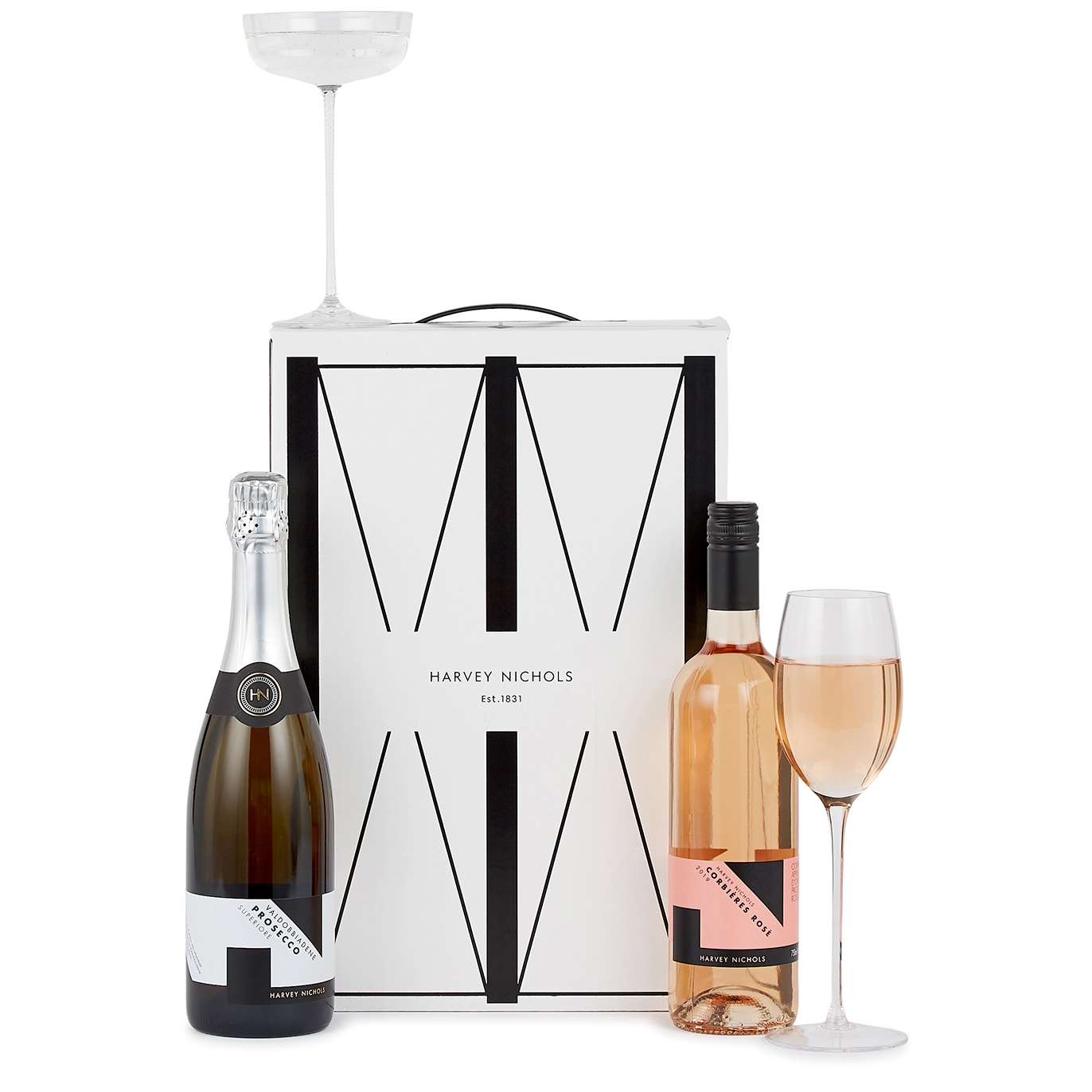 Harvey Nichols Prosecco & Rosé Wine Gift Box, Hamper, Corbières Rosé