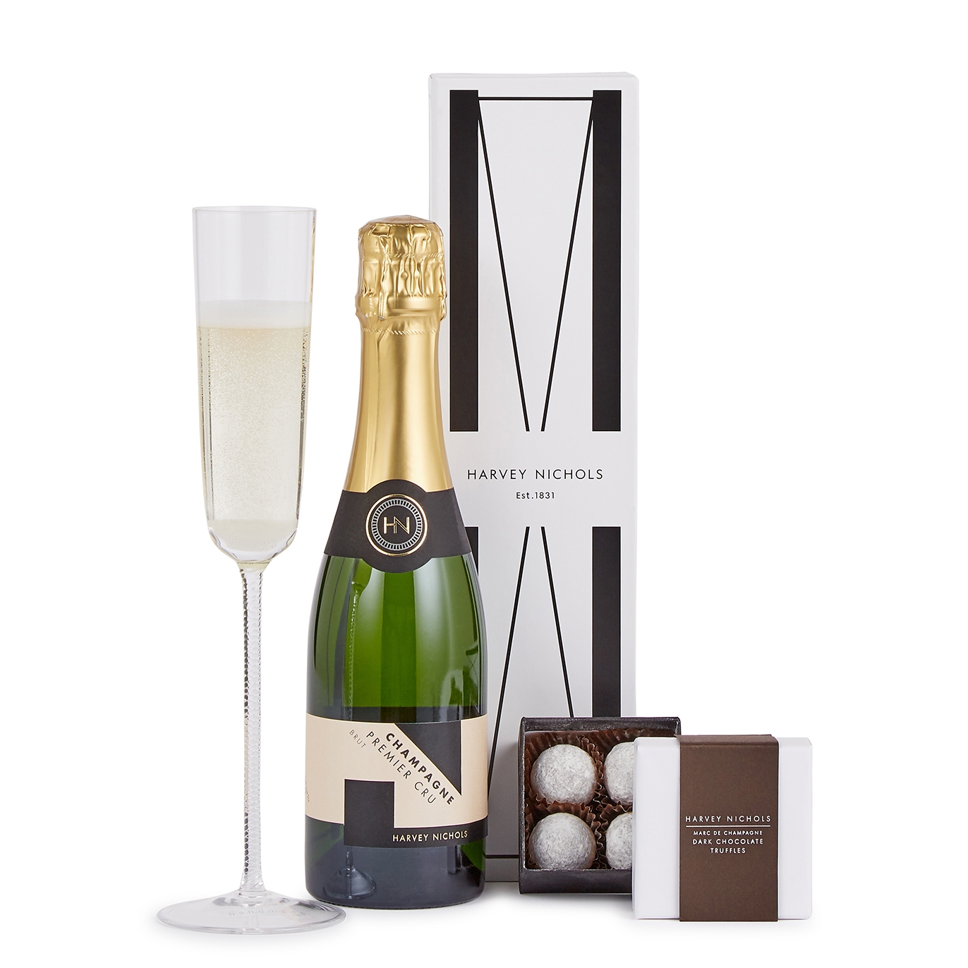 Harvey Nichols Champagne Half Bottle & Dark Chocolate, Hamper, Truffle
