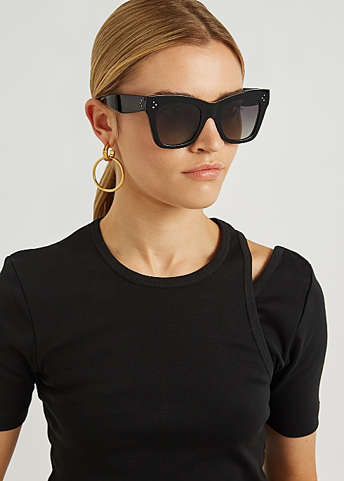 Missionær Certifikat håndflade Celine Black square-frame sunglasses - Harvey Nichols