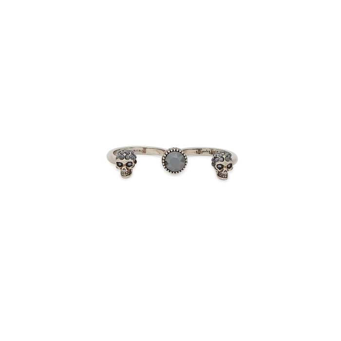 Alexander McQueen Twin Skull Silver-tone Knuckle Ring