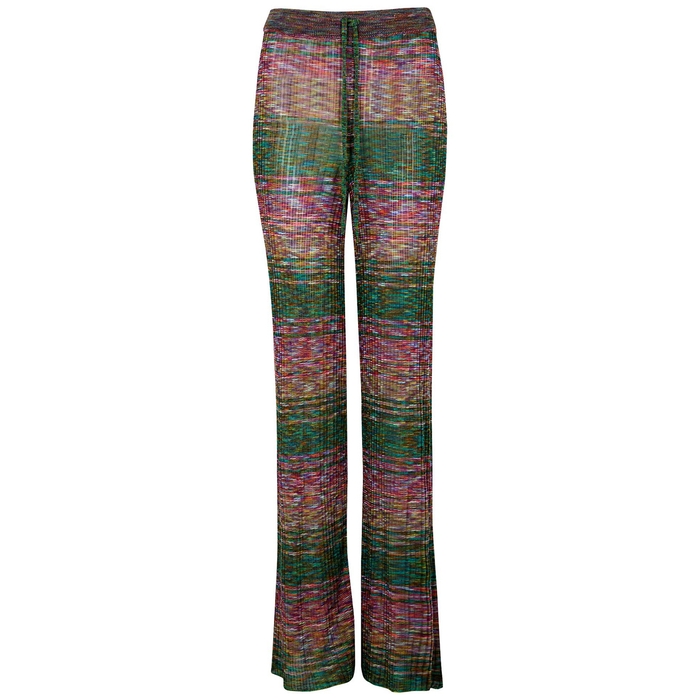 Marques' Almeida Striped Ribbed-knit Flared Pants In Multicolor