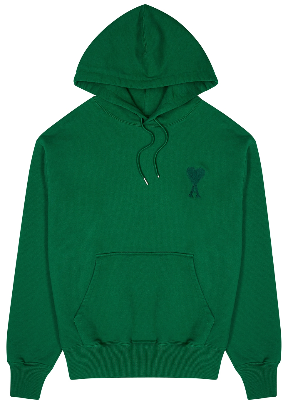 AMI Paris Green hooded cotton sweatshirt - Harvey Nichols