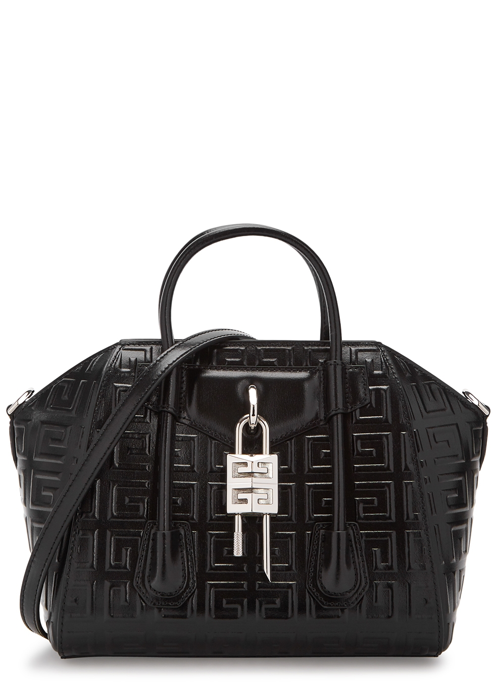 Givenchy 4G Antigona Lock mini black leather top handle bag - Harvey ...