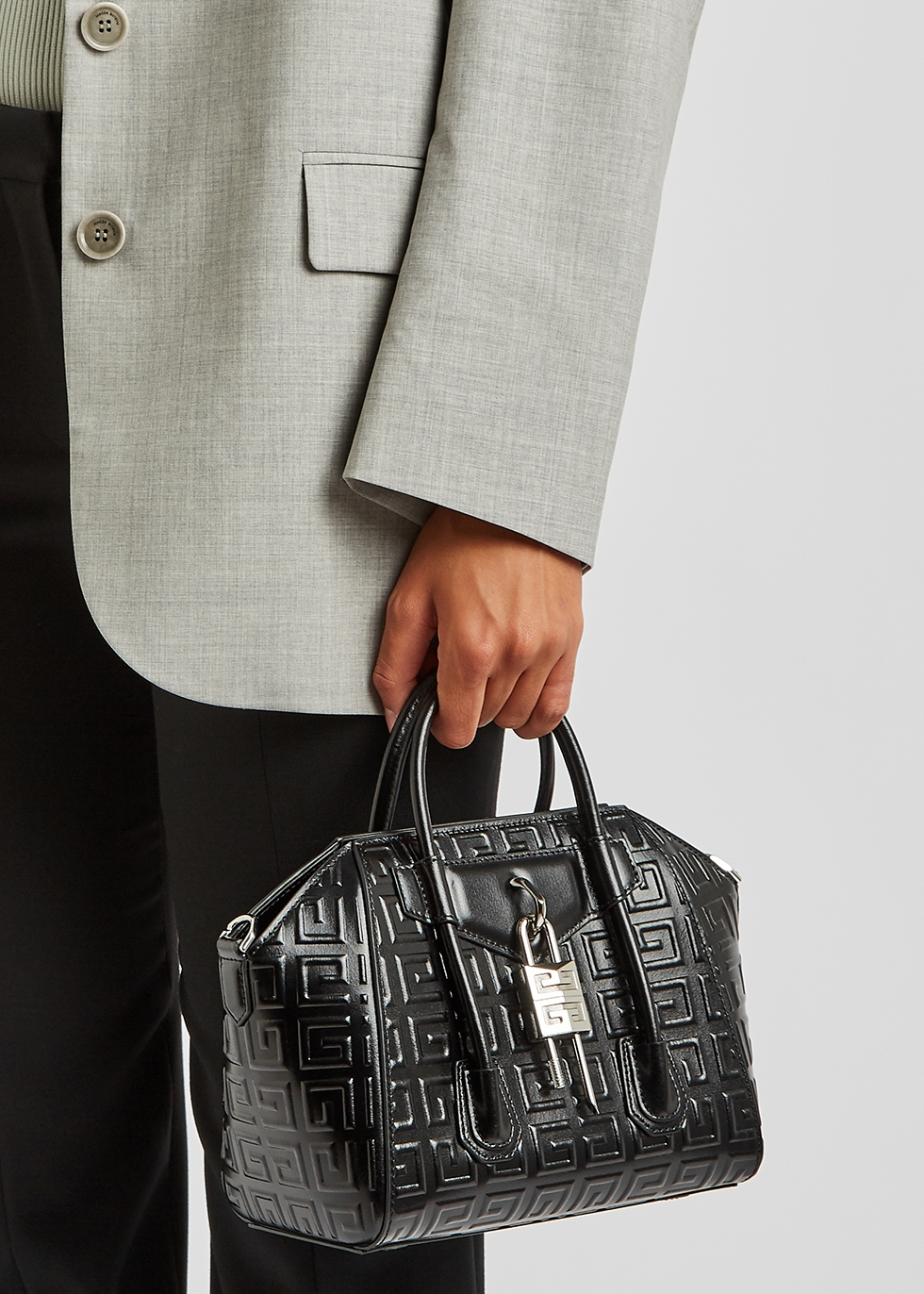 Womens Bags Top-handle bags Givenchy 4g Antigona Lock Mini Black Leather Top Handle Bag 
