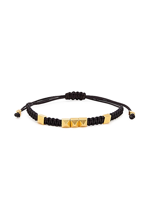 medley læder Resultat Valentino Valentino Garavani Rockstud black cord bracelet - Harvey Nichols