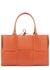 Arco Intrecciato medium orange leather tote - Bottega Veneta