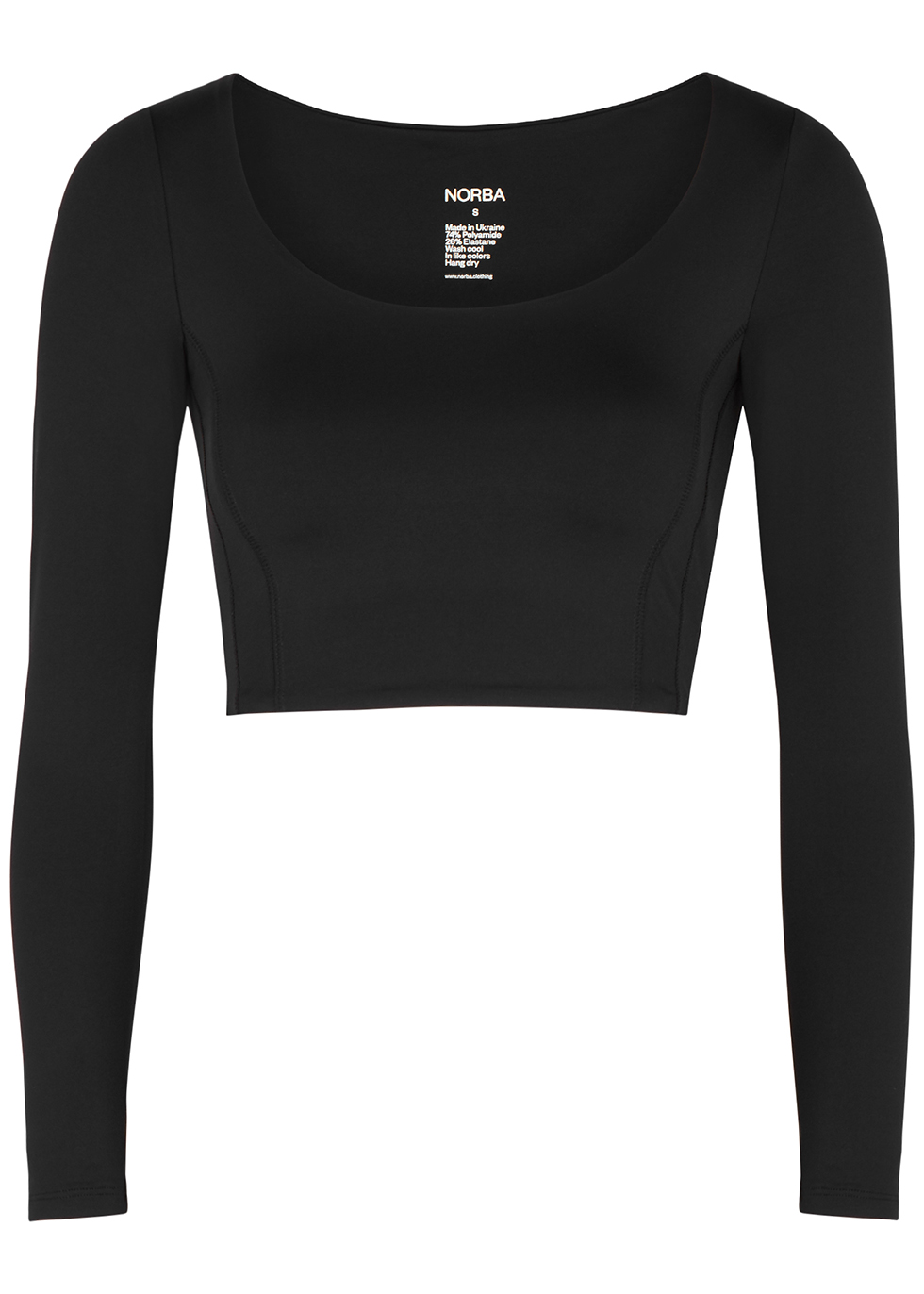 Black cropped stretch-jersey top