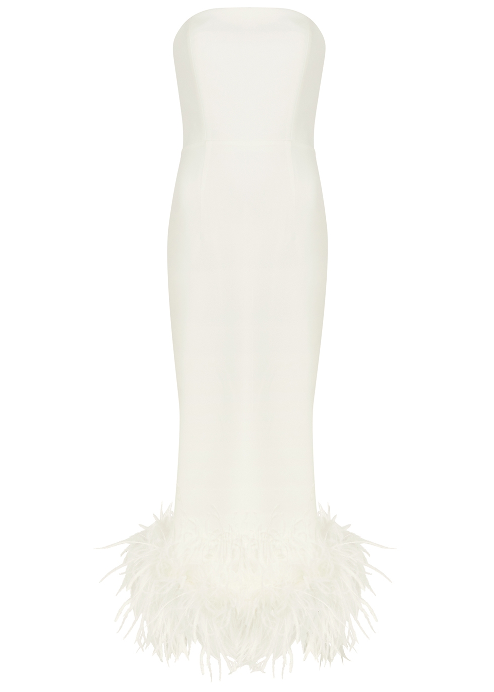 16 Arlington Minelli white feather-trimmed midi dress - Harvey Nichols