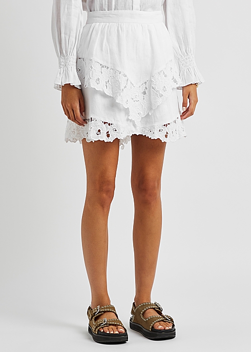 Isabel Marant Enali white linen mini skirt - Harvey Nichols