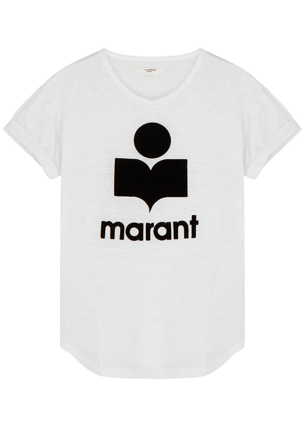 Isabel Marant Étoile Koldi white logo-flocked linen T-shirt - Harvey