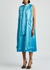 Blue appliquéd silk midi dress - Balenciaga