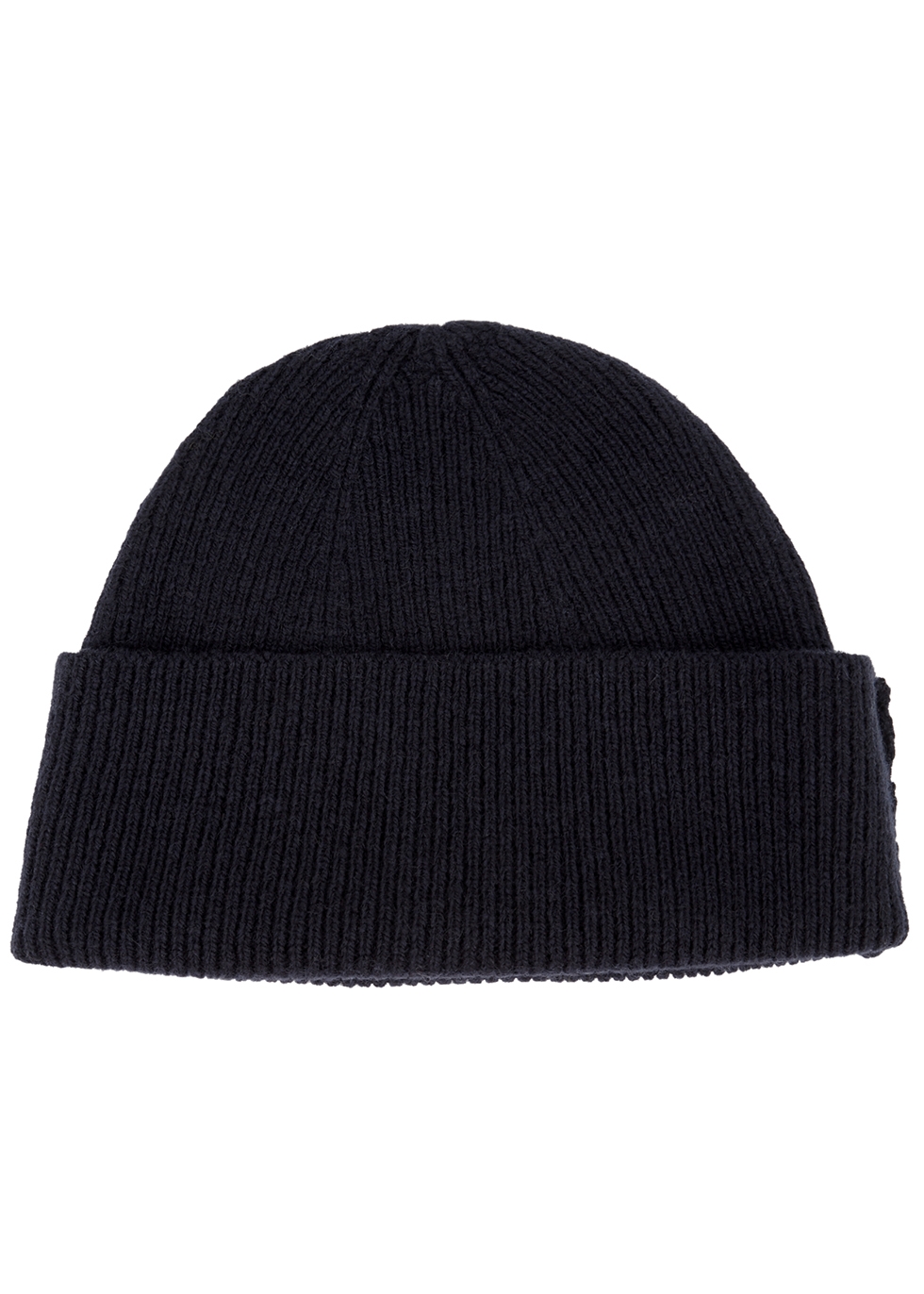 Navy wool and cashmere-blend beanie