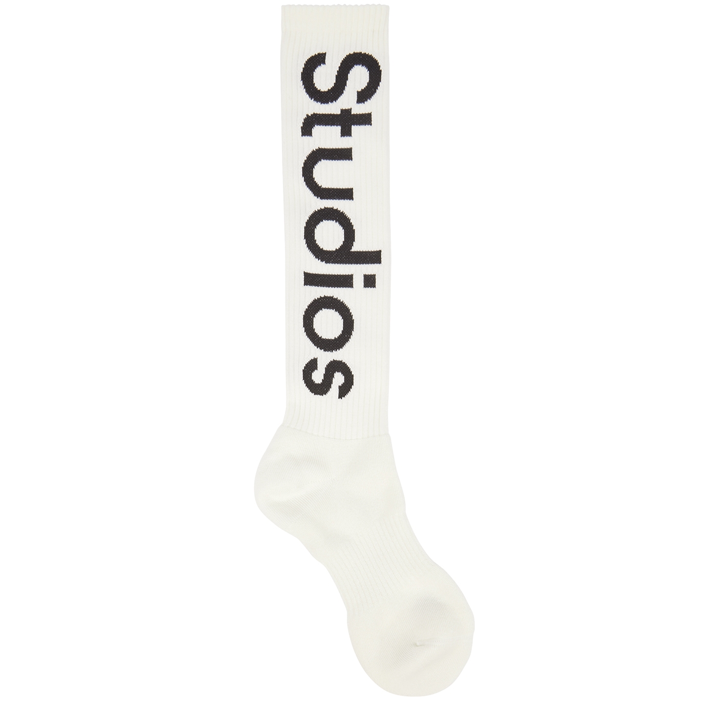 Acne Studios Ivory Logo Cotton-blend Knee-high Socks - Off White - 3739