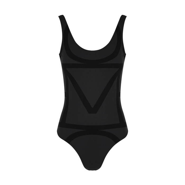 Totême Black Monogrammed Swimsuit