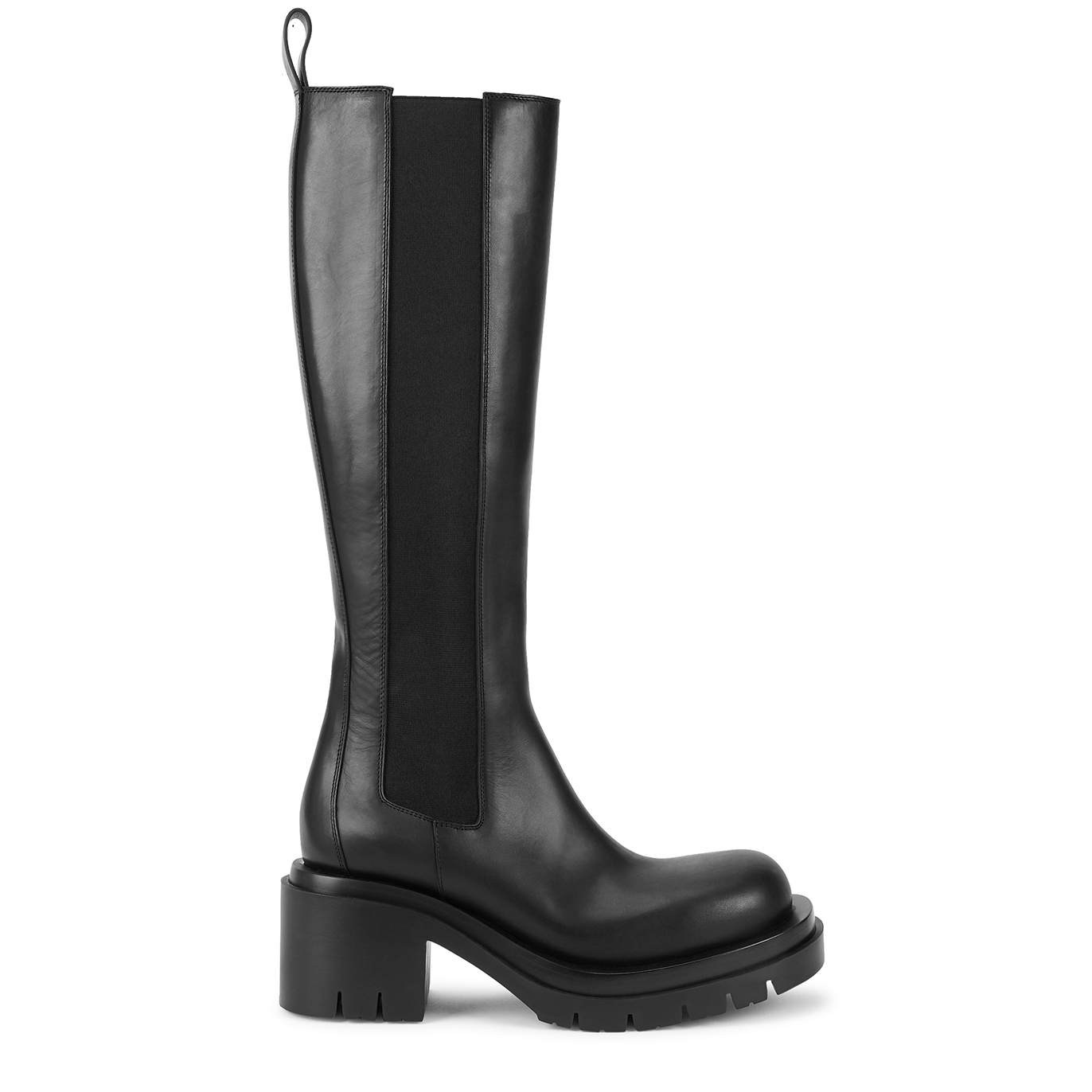 Bottega Veneta Lug Black Leather Knee-high Chelsea Boots - 8