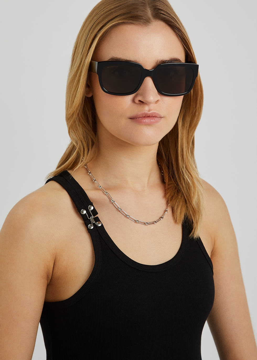 Bat Rectangle Sunglasses in Black  Balenciaga US