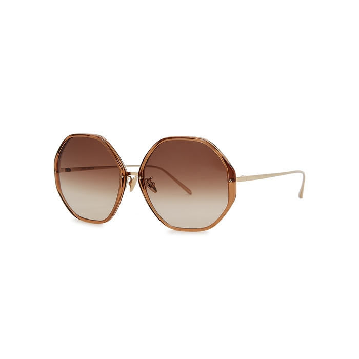 Linda Farrow Luxe Alona 22kt Gold-plated Oversized Sunglasses
