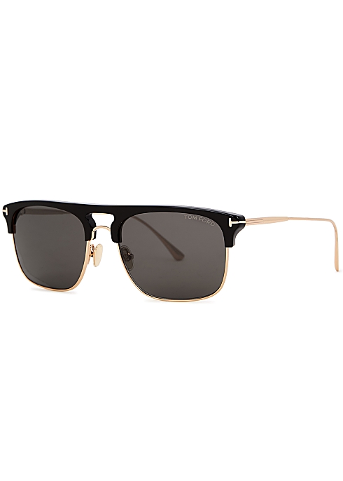 Tom Ford Lee gold-tone clubmaster-style sunglasses - Harvey Nichols