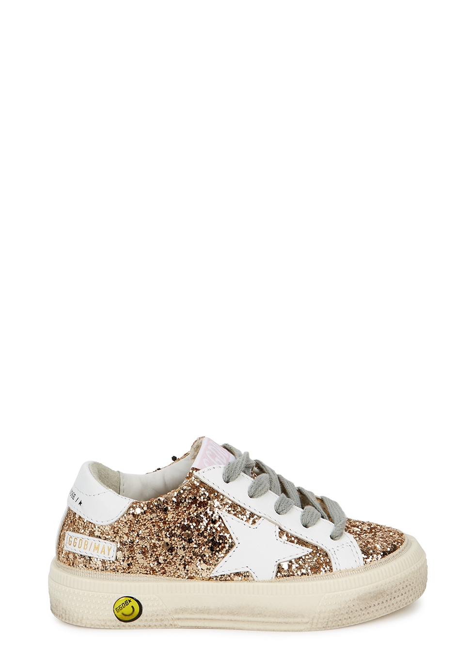 May gold glittered leather sneakers