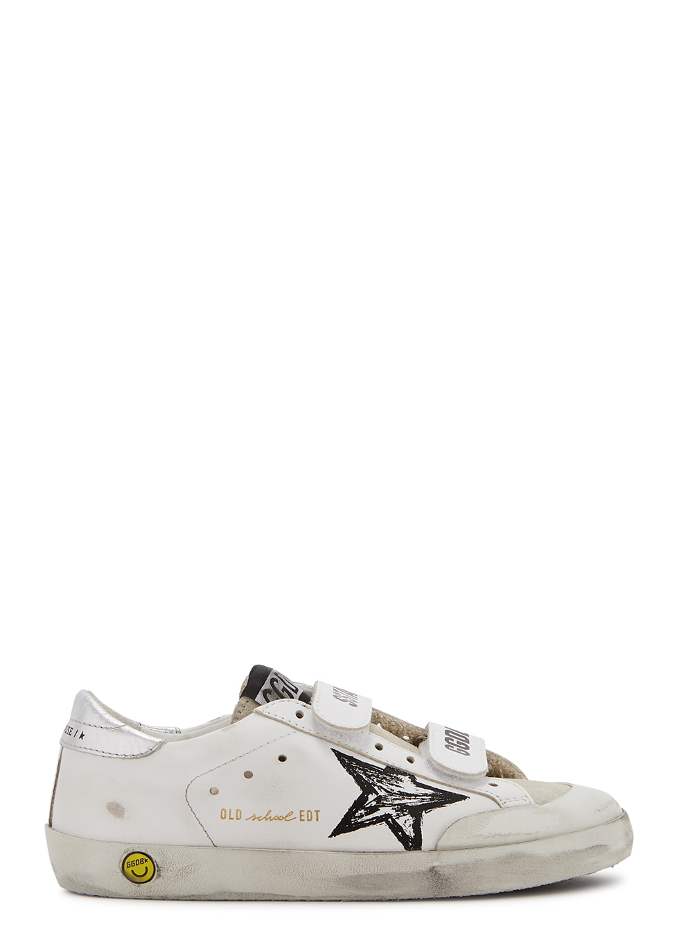 Harvey Nichols Shoes Flat Shoes School Shoes IT28-IT35 Old School white distressed leather sneakers 