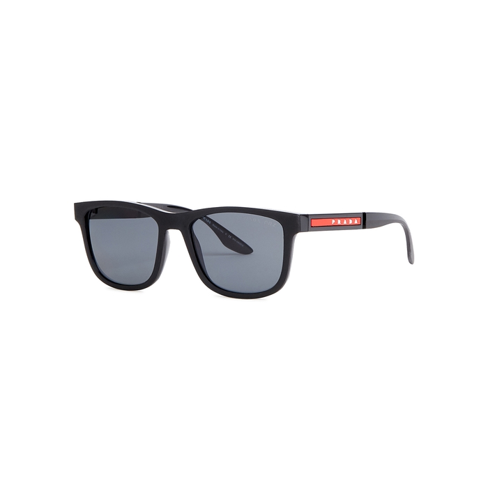Prada Linea Rossa Matte Black Wayfarer-style Sunglasses