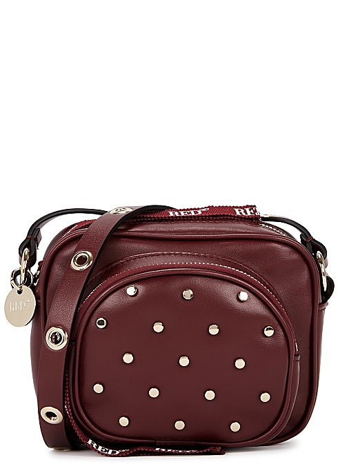 intelligens analysere tigger RED Valentino Mini burgundy studded leather cross-body bag - Harvey Nichols