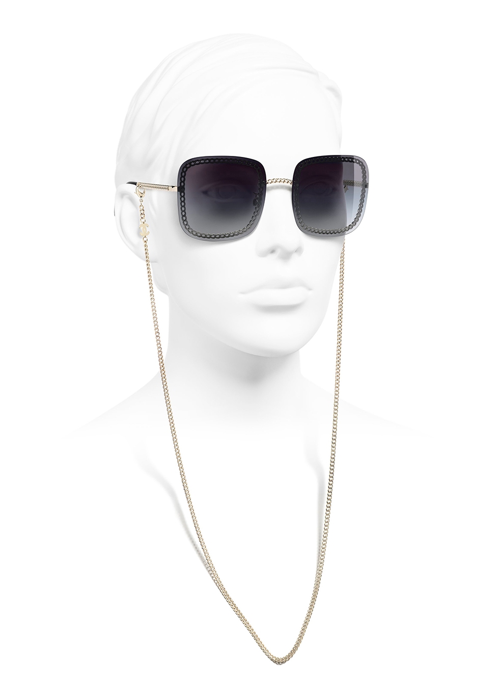 Chanel Pearl Chain Round Sunglasses Burgundy 4245 c1083M