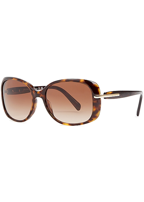 Prada Tortoiseshell oversized rectangle-frame sunglasses - Harvey Nichols