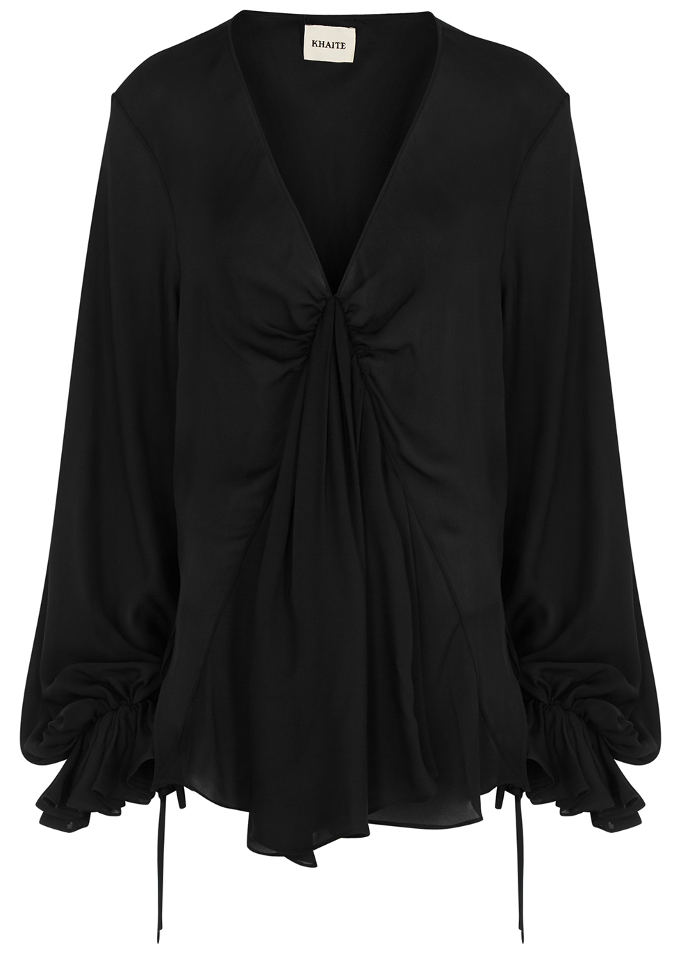 Khaite Mari black silk-georgette blouse - Harvey Nichols