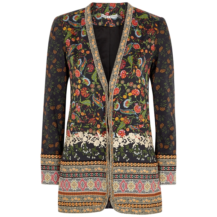 ALICE AND OLIVIA CHRISELLE FLORAL-EMBROIDERED STRETCH-COTTON BLAZER,4110877