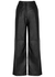 Noro black wide-leg leather trousers - Loulou Studio