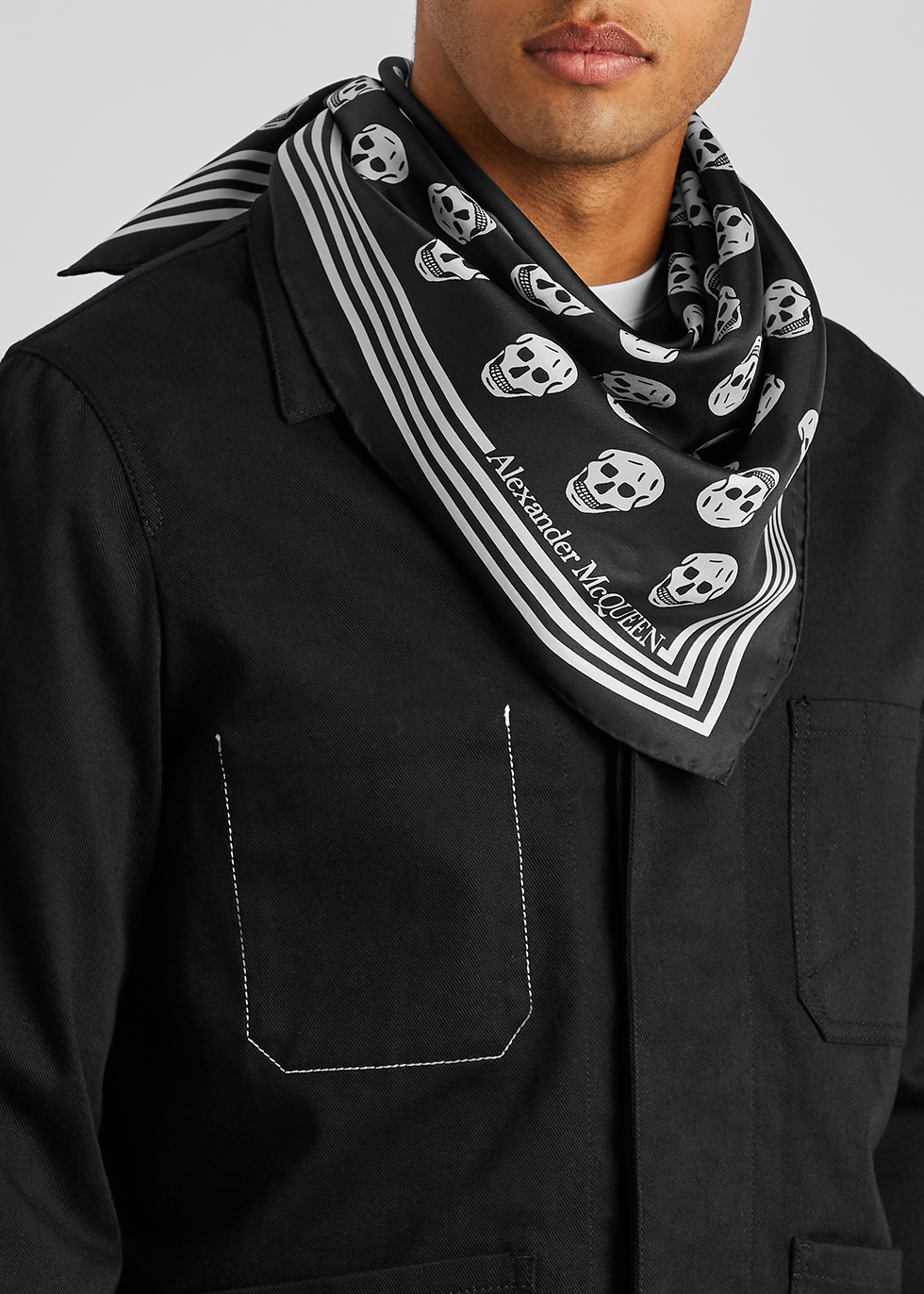 Alexander McQueen Men's Skull-Print Silk Scarf - ShopStyle Scarves