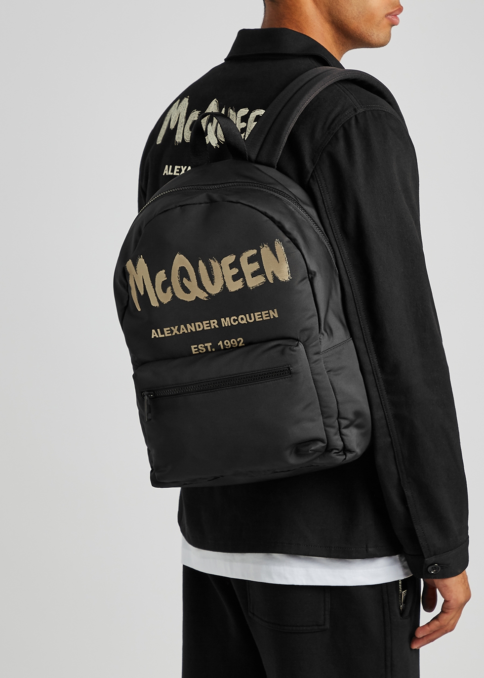 Alexander McQueen Metropolitan black logo nylon backpack 