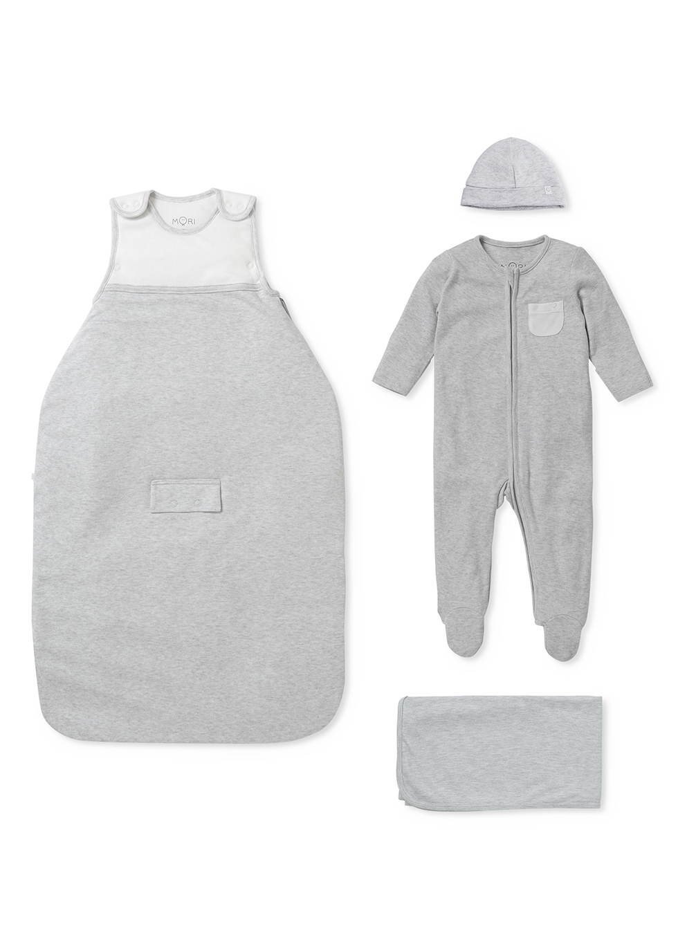 Mori Babies' Summer Clever White And Grey Jersey Sleep Set (6 Months)