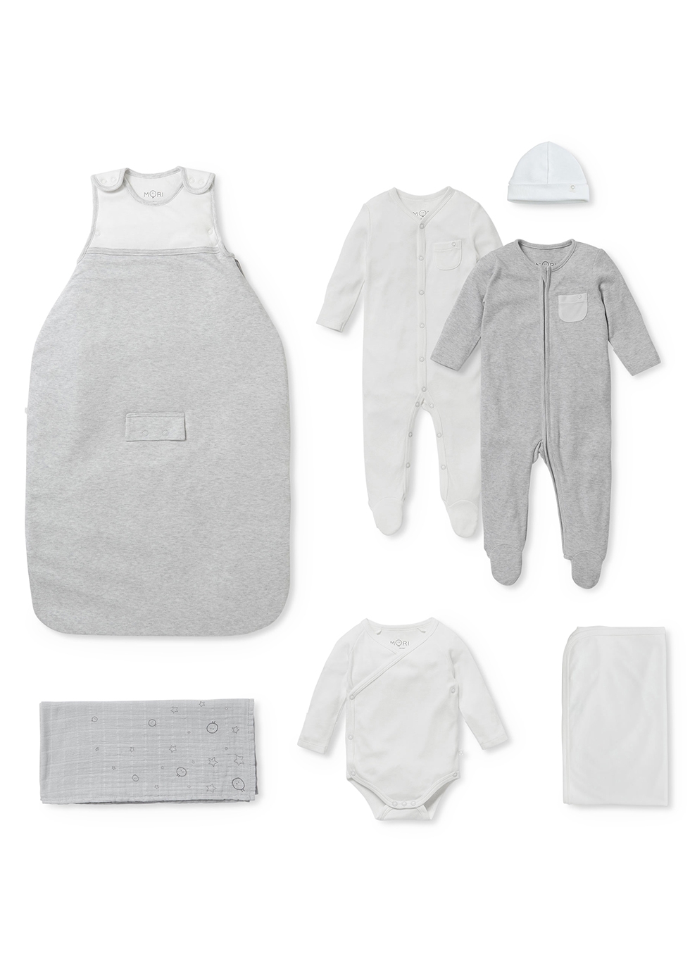 Mori Babies' My First Summer White And Grey Jersey Sleep Set